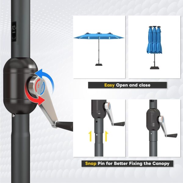 4d118fd19fa0410cafbb090a6bd2cc08 15ft Patio Umbrella with Solar Lights, Large Double Umbrella Outdoor, Rectangle 180”x106” Umbrellas with 156 PCS LED Lights and Crank Handle for Backyard Deck Pool Shade in Black(1.9′′ Pole)