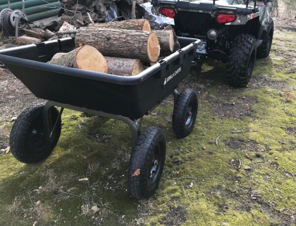 4d37ad0266b8476096ecfe2e09373490 Heavy Duty Poly Utility Dump Wagon Garden Cart w/Pneumatic Tires, 6 Cu Ft – 1200 lb Capacity Outdoor Wheelbarrow for Yard, Landscaping & Gardening, Lawn Tractor or ATV Towable-Gorilla Carts