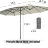 15ft Patio Umbrella with Solar Lights, Large Double Umbrella Outdoor, Rectangle 180”x106” Umbrellas with 156 PCS LED Lights and Crank Handle for Backyard Deck Pool Shade in Black(1.9′′ Pole)