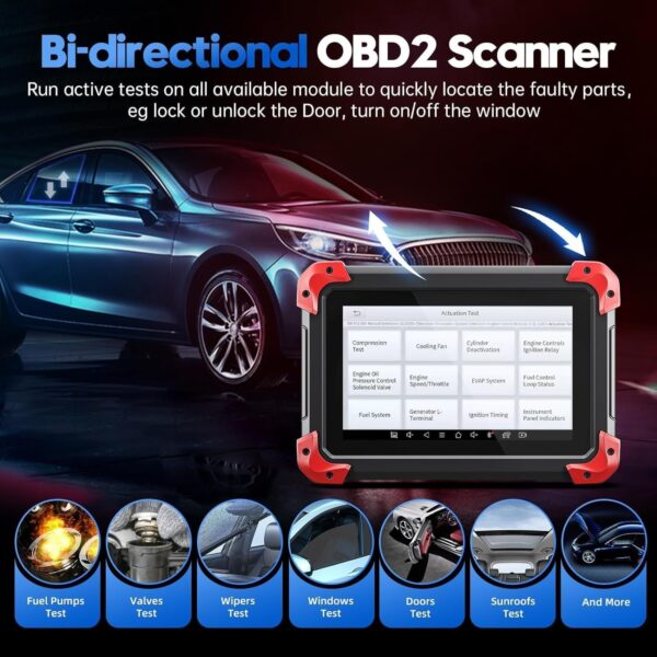 D7 Automotive OBD2 Scanner with ECU Coding, Bidirectional Controls, 36+ Resets, Android 10, Full System Diagnostics, 3-Year Updates