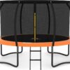 JUMPZYLLA Trampoline 8FT 10FT 12FT 14FT 15FT 16FT Trampoline with Enclosure – Recreational Trampolines with Ladder and AntiRust Coating, ASTM Approval Outdoor Trampoline for Kids