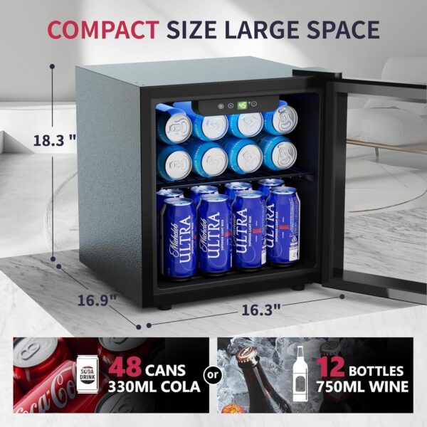 Beverage Refrigerator Cooler – 126 Can Mini Fridge with Glass Door for Soda Beer or Wine, Beverage Cooler for Home, Office, Bar with Adjustable Removable Shelves, Silver