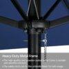 15 ft Large Patio Umbrella with Solar Lights Double-Sided Outdoor Rectangle Market Umbrellas with 36 LED Lights/Base Included/Easy Crank for Patio Garden Yard Pool Lawn, Brown