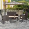 Patio Furniture Set 4 Pieces Outdoor Rattan Chair Wicker Sofa Garden Conversation Bistro Sets for Yard (Brown)