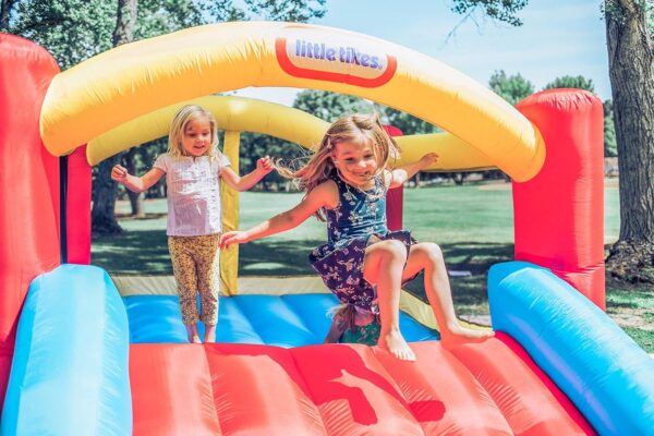 4e94c2b569524be3b058ef0cbceef714 Little Tikes Jump ‘n Slide Inflatable Bouncer Includes Heavy Duty Blower With GFCI, Stakes, Repair Patches, And Storage Bag, for Kids Ages 3-8 Years