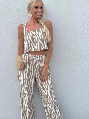 Animal Print Linen Pants