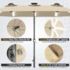 15ft Patio Umbrella with Solar Lights, Large Double Umbrella Outdoor, Rectangle 180”x106” Umbrellas with 156 PCS LED Lights and Crank Handle for Backyard Deck Pool Shade in Black(1.9′′ Pole)