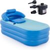 Inflatable Adult Bath Tub, Free-Standing Blow Up Bathtub with Foldable Portable Feature for Adult Spa with Electric Air Pump (High-Density PVC)