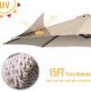 15ft Patio Umbrella with Solar Lights, Large Double Umbrella Outdoor, Rectangle 180”x106” Umbrellas with 156 PCS LED Lights and Crank Handle for Backyard Deck Pool Shade in Black(1.9′′ Pole)