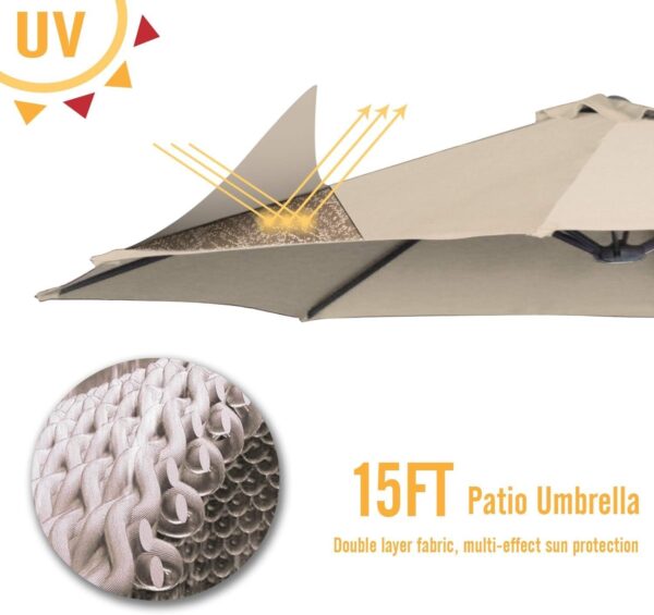 4f24a9d1727643d8910f9d14548b47de 15ft Patio Umbrella with Solar Lights, Large Double Umbrella Outdoor, Rectangle 180”x106” Umbrellas with 156 PCS LED Lights and Crank Handle for Backyard Deck Pool Shade in Black(1.9′′ Pole)