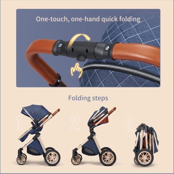 4f3a34a647974cb8b6c293f22f01d9f4 B.Childhood High Landscape Baby Stroller Folding Reversible Seat,Unisex,Blue