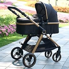 Accombe 2 in 1 Baby Stroller. Convertible Bassinet Pushchair for Infants and Newborns 0-36 Months…