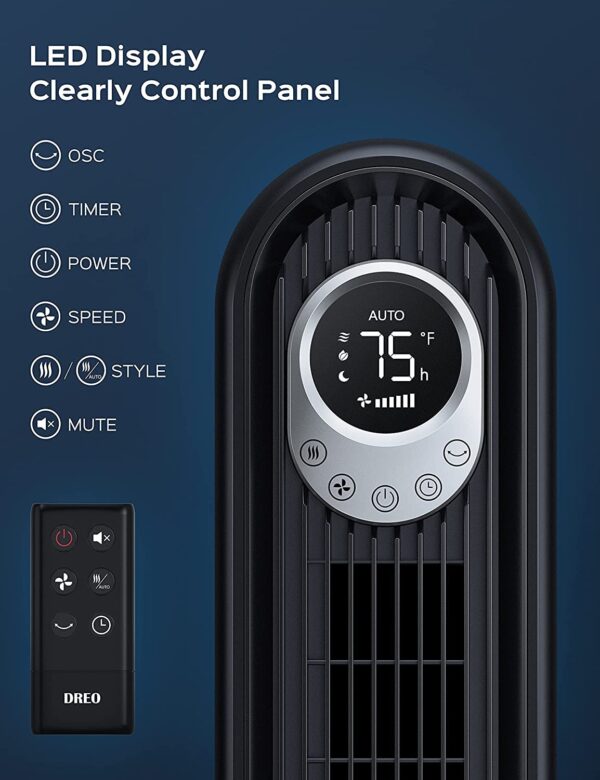 4ff4afc918a749a893e242cde5df6cae 106cm Tower Fan with Remote. Floor Fan Oscillating 90 Powerful Fan 6 Speeds. Quiet Bladeless Cooling Fan