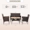 Patio Furniture Set 4 Pieces Outdoor Rattan Chair Wicker Sofa Garden Conversation Bistro Sets for Yard (Brown)