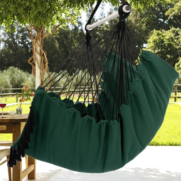 503f56e6d00c4f23830f964b410e2f2c Y- Stop Hammock Chair Hanging Rope Swing, Max 500 Lbs, 2 Cushions Included, Large Macrame Hanging Chair with Pocket for Superior Comfort, with Hardware Kit (Beige)