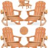 Folding Adirondack Rocking Chair,4-in-1 Multifunctional Patio Chair with Retractable Ottoman, Outdoor Chair Wood Texture, Lawn Chair for Porch, Backyard, Pool(Grey)