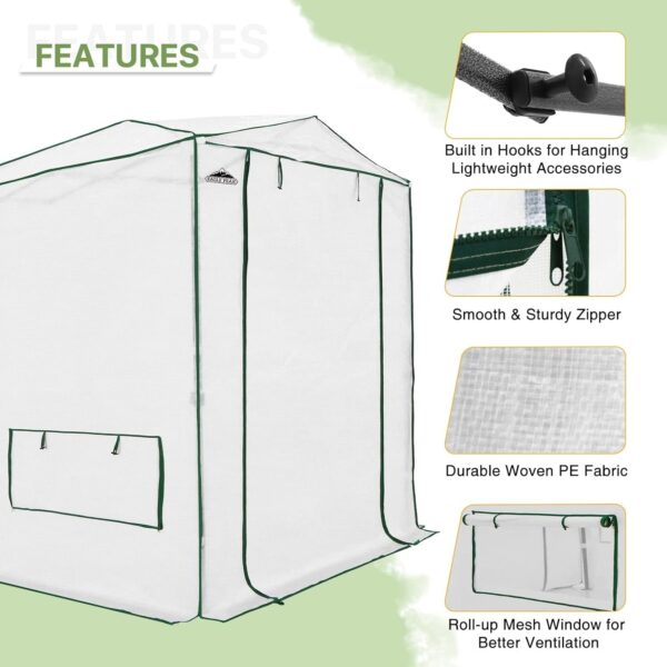 505a6a2542cf4d3a8bbffaa6e20ab831 EAGLE PEAK 6×4 Portable Walk-in Greenhouse, Pop-up Indoor Outdoor Garden Green House, Zippered Door and Windows, PE Cover, White