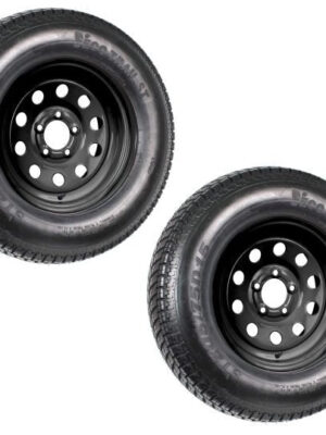 2-Pk Trailer Tire On Black Wheel Modular Rim ST205/75D15 LRC 5 Lug On 4.5 15 x 5.