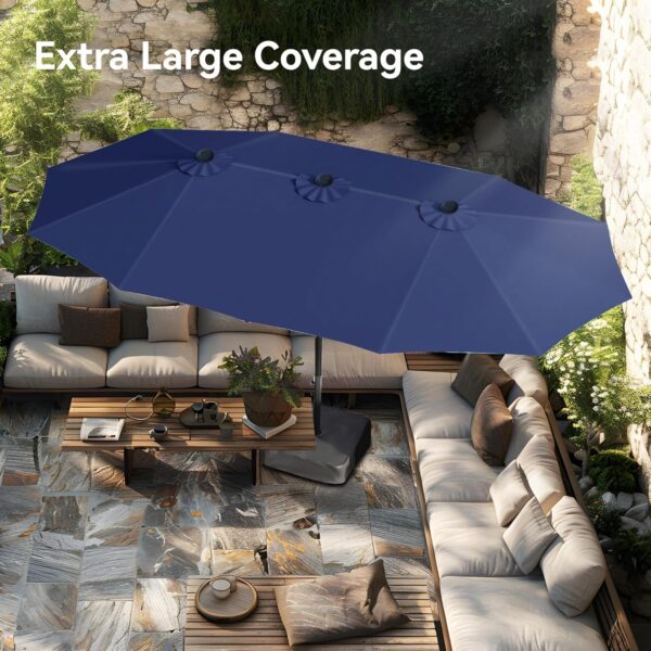 508acb59ec414d79b61fcb4d06d5af7a 15ft Patio Umbrella Double-Sided Outdoor Market Extra Large Umbrella with Crank, Umbrella Base Included (Dark Red)