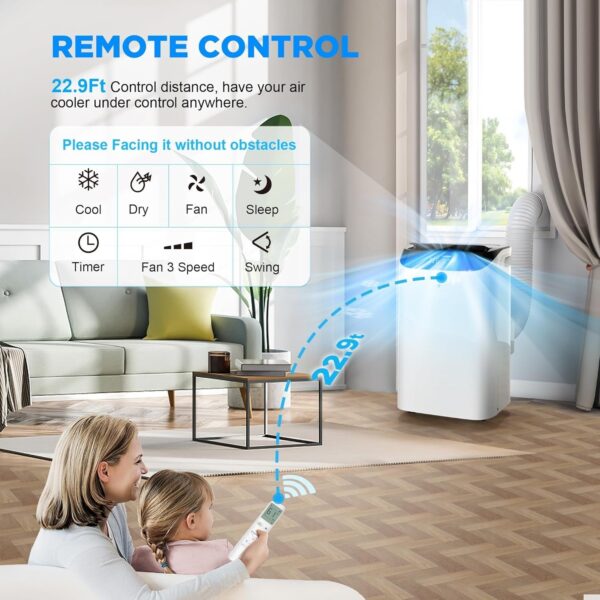 5116e7f69ef0461da1d2ae0ed4040fd8 14000 BTU Portable Air Conditioners with Remote Control, 3-in-1 Free Standing Cooling AC Unit with Fan & Dehumidifier, Cools Room up to 700 sq.ft, Smart/Sleep Mode,3 Speed,Auto Swing,24H Timer