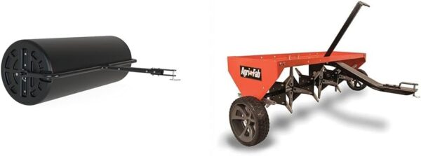 Agri-Fab 45-0604 18′′ x 48′′ Tow Behind Poly Lawn Roller 550 lbs Weight with Water, Poly Drum and Steel Frame, with Plug. Designed for Lawn and Garden Tractors