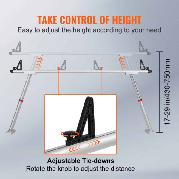 BENTISM Truck Rack Pick up Truck Ladder 17 -29 Height 800 lbs Capacity for Kayak