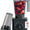 Chefman Obliterator 48 oz Countertop Blender for Smoothies, 1380W Motor to Crush Ice, Nuts, and Frozen Fruit with Stainless Steel Blade, Auto Blend Function, Includes 20 oz Travel Jar – Midnight