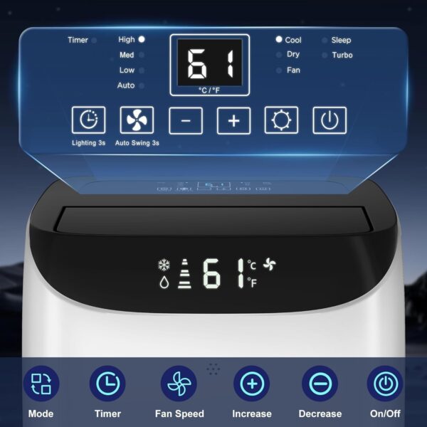 525292e9415b4240a1c644d36bc481d5 14000 BTU Portable Air Conditioners with Remote Control, 3-in-1 Free Standing Cooling AC Unit with Fan & Dehumidifier, Cools Room up to 700 sq.ft, Smart/Sleep Mode,3 Speed,Auto Swing,24H Timer