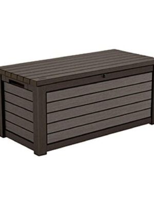 165 Gallon Weather Resistant Resin Deck Storage Container Box Outdoor Patio Garden Furniture, Brown