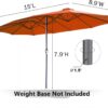 15ft Patio Umbrella with Solar Lights, Large Double Umbrella Outdoor, Rectangle 180”x106” Umbrellas with 156 PCS LED Lights and Crank Handle for Backyard Deck Pool Shade in Black(1.9′′ Pole)