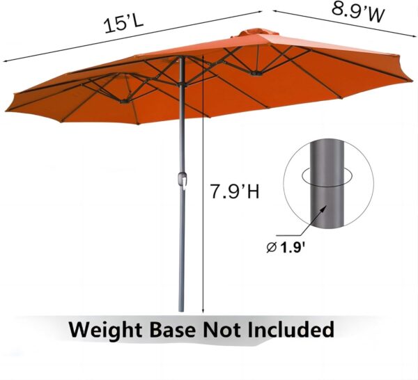 52a5a85f745b4bf9aaf8c5bd923839b2 15ft Patio Umbrella with Solar Lights, Large Double Umbrella Outdoor, Rectangle 180”x106” Umbrellas with 156 PCS LED Lights and Crank Handle for Backyard Deck Pool Shade in Black(1.9′′ Pole)