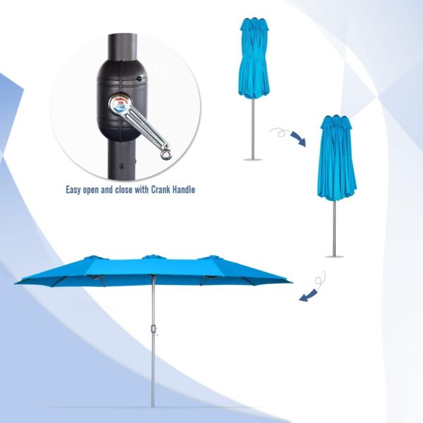 5310740bad9f4f23b2431f31f5ff90d6 15ft Patio Umbrella with Solar Lights, Large Double Umbrella Outdoor, Rectangle 180”x106” Umbrellas with 156 PCS LED Lights and Crank Handle for Backyard Deck Pool Shade in Black(1.9′′ Pole)