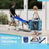 3-in-1 Outdoor Sun Tanning Lounge Chair with Face Hole – 5-Position Recliner, Folding Side Table & Removable Pillow, 330lbs Capacity, Blue