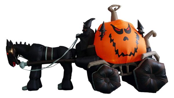 541c51d8fc1647f4afb08403c251196d 11.5 Foot Long Inflatable Grim Reaper Driving Pumpkin Carriage
