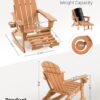 Folding Adirondack Rocking Chair,4-in-1 Multifunctional Patio Chair with Retractable Ottoman, Outdoor Chair Wood Texture, Lawn Chair for Porch, Backyard, Pool(Grey)