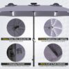 15ft Patio Umbrella with Solar Lights, Large Double Umbrella Outdoor, Rectangle 180”x106” Umbrellas with 156 PCS LED Lights and Crank Handle for Backyard Deck Pool Shade in Black(1.9′′ Pole)