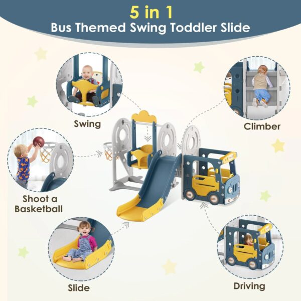 54930115780f4950a9c1474aae378516 BIERUM 5 in 1 Toddler Slide and Swing Set for Toddlers Age 1-3