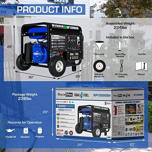 54f72bbe66db43b3b628cd66c9f54487 XP12000EH Dual Fuel Generator – 12,000W Gas/Propane, 457cc 4-Stroke Engine, EPA/CARB Compliant
