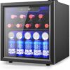 Beverage Refrigerator Cooler – 126 Can Mini Fridge with Glass Door for Soda Beer or Wine, Beverage Cooler for Home, Office, Bar with Adjustable Removable Shelves, Silver