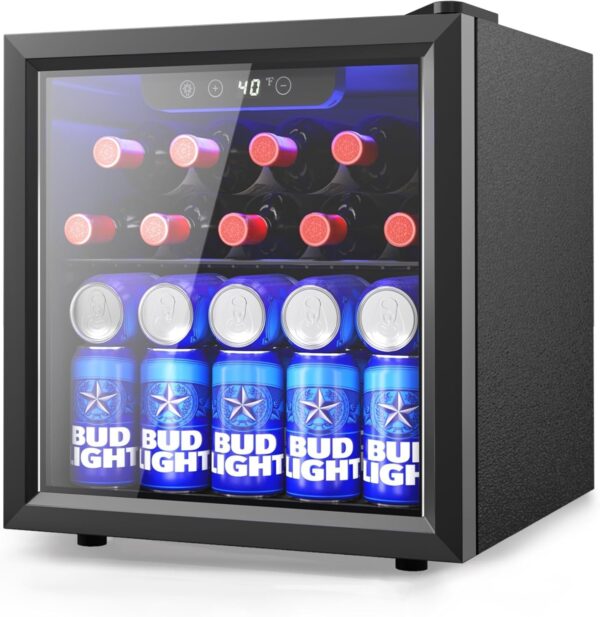Beverage Refrigerator Cooler – 126 Can Mini Fridge with Glass Door for Soda Beer or Wine, Beverage Cooler for Home, Office, Bar with Adjustable Removable Shelves, Silver