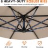 9.8FT Offset Patio Umbrella Hanging Cantilever Umbrella Outdoor Sun Shade with Easy Tilt Adjustment, 8 Ribs, UV Protection for Backyard, Lawn, Garden and Pool, Blue
