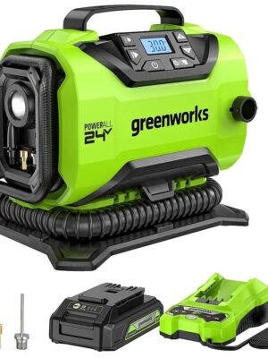 24 Volt Battery Powered 160-PSI Inflator with 2.0 Ah USB-C Battery & Charger – Green