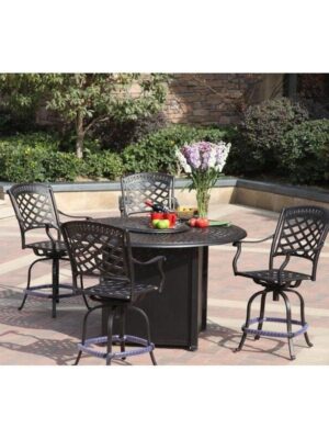 Round 4 Person 60 Long Aluminum Bar Height Dining Set with Cushions