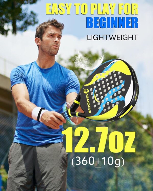 Padel Racket raqueta pala de Padel Tennis Racket Set Beginner Full Package with Cover, 3 Balls, Headband, Wristband and Backup overgrip