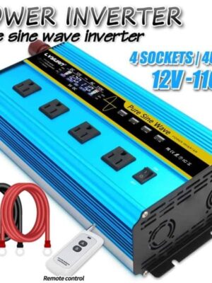 LVYUAN 3000 Watts Pure Sine Wave Power Inverter DC 12V to AC 110V 120V Converter 4USB 4AC LCD Remote Control