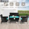 Patio Furniture Set 4 Pieces Outdoor Rattan Chair Wicker Sofa Garden Conversation Bistro Sets for Yard (Brown)