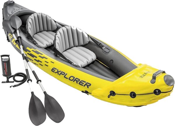 5676c02c67804d9fa6c6b4907584c184 Intex 68307EP Explorer K2 Inflatable Kayak Set: Includes Deluxe 86in Aluminum Oars and High-Output Pump – SuperStrong PVC – Adjustable Seats with Backrest – 2-Person – 400lb Weight Capacity
