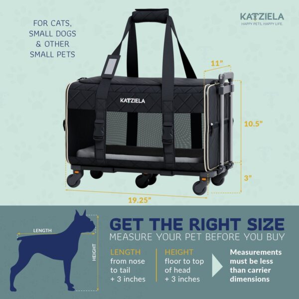 Quilted Chariot PRO Pet Carrier With Removable Wheels and Double Telescopic Handle