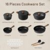 CAROTE 16pcs Pots and Pans Set Non Stick, Nonstick Kitchen Cookware Sets, Black