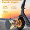 Electric Scooter – 8.5′′ Solid Tires, 350W Motor, Up to 19 MPH and 21-23 Miles Long-Range Portable Foldable Commuting Scooter for Adults with Double Braking System and App